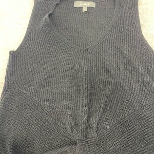 Marled Dark Charcoal V-Neck Ribbed Knit Sweater Tank